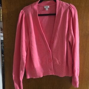 croft & barrow Coral Pink V-Neck Button Cardigan